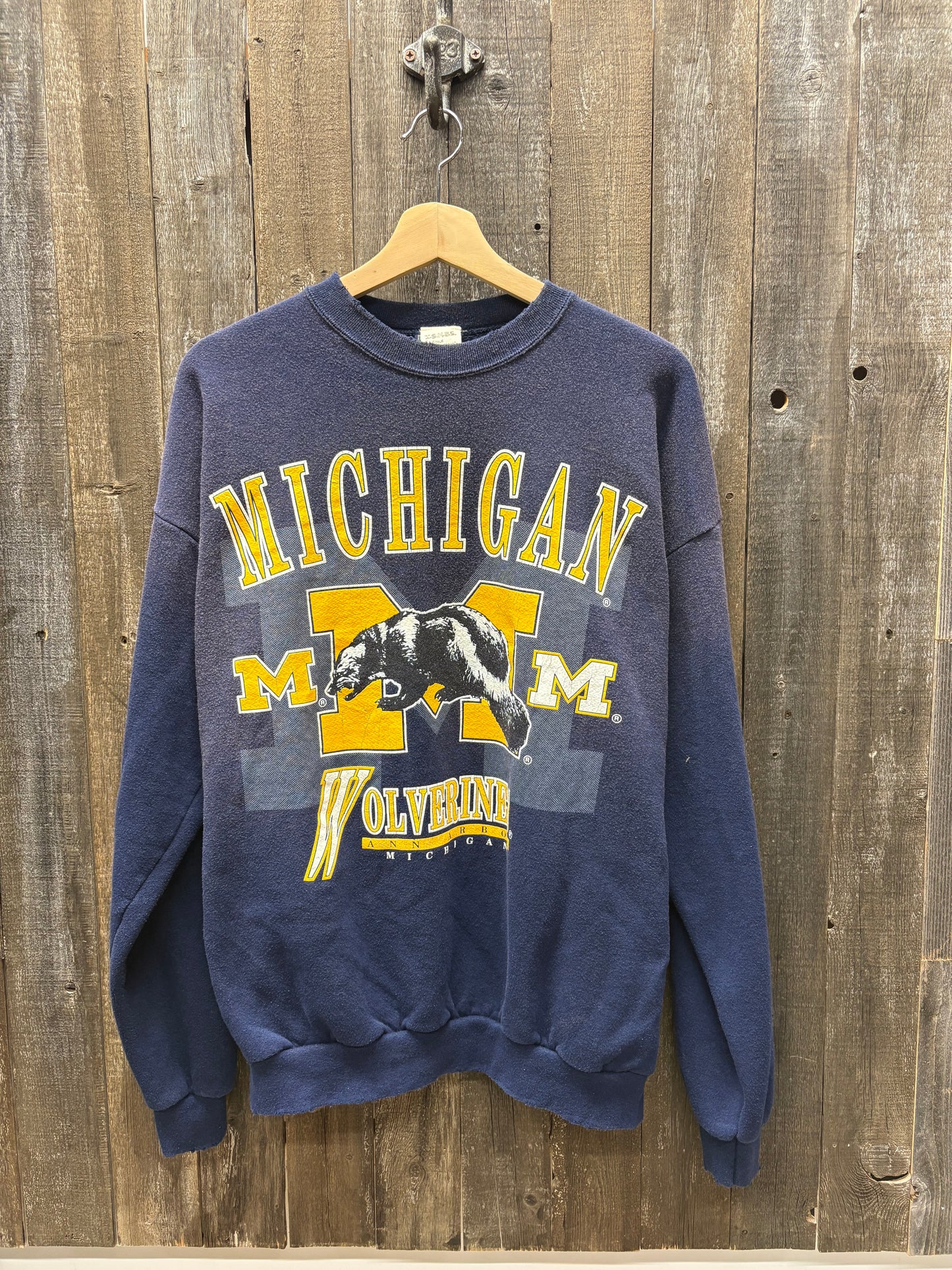Vintage Michigan Sweatshirt -L-Customize Your Embroidery Wording