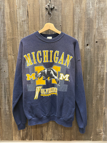 Vintage Michigan Sweatshirt -L-Customize Your Embroidery Wording
