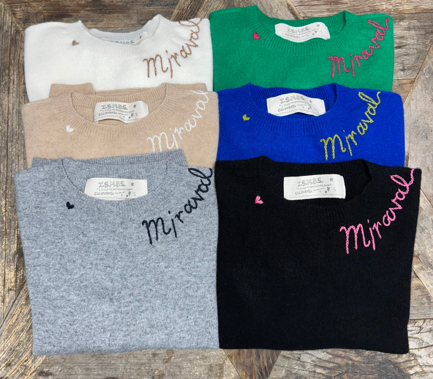 100% Cashmere Sweater - Customize Your Embroidery Wording(12 Colors)