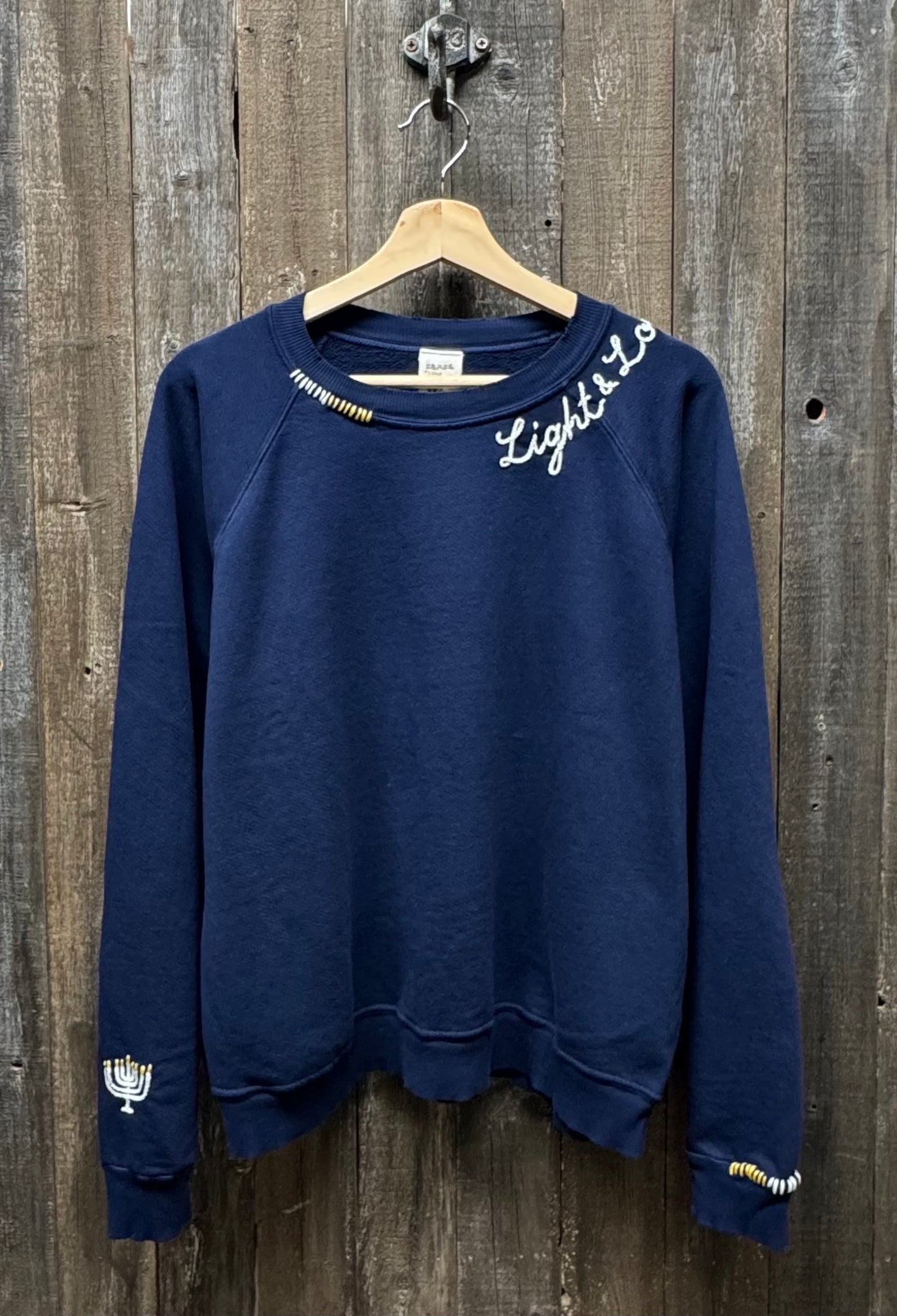 Menorah Sweatshirt with Customize Your Embroidery Wording (6 Colors)
