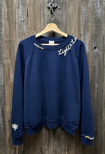 Menorah Sweatshirt with Customize Your Embroidery Wording (6 Colors)
