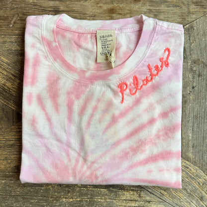 TIE DYE S/S TEE WITH CUSTOM HAND EMBROIDERY(4 Colors)