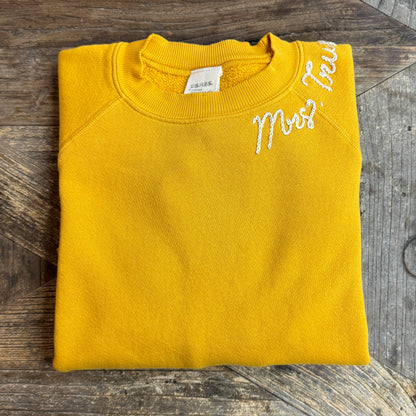 SOLID VARIETY COLORED SWEATS WITH NECKLINE PERSONALIZED HAND EMBROIDERY (22 colors)