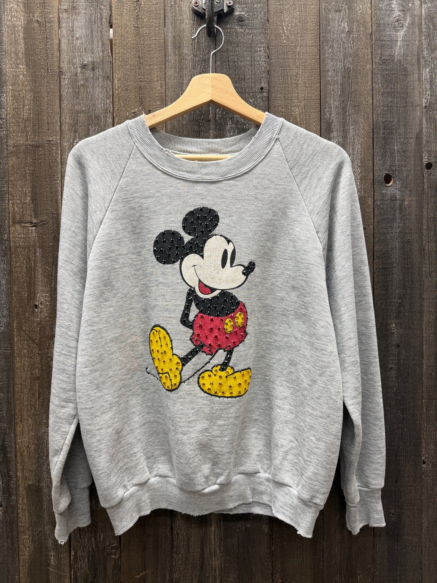 Vintage Mickey Sweatshirt with Rhinestones-S- Customize Your Embroidery Wording