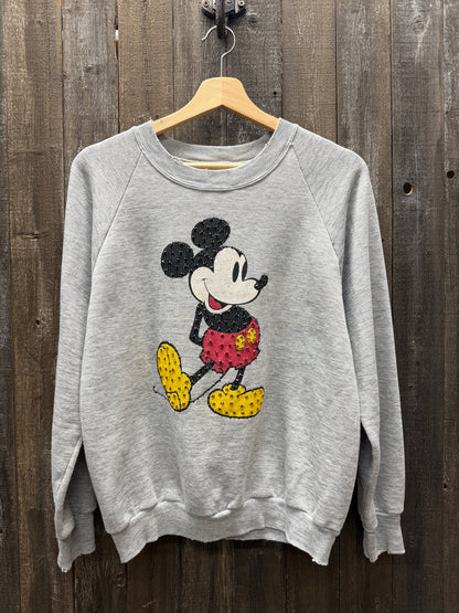 Vintage Mickey Sweatshirt with Rhinestones-S- Customize Your Embroidery Wording