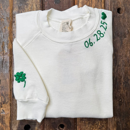 Lucky Clover Logo on Sleeve WITH PERSONALIZED EMBROIDERY Sweatshirt(4 Colors)