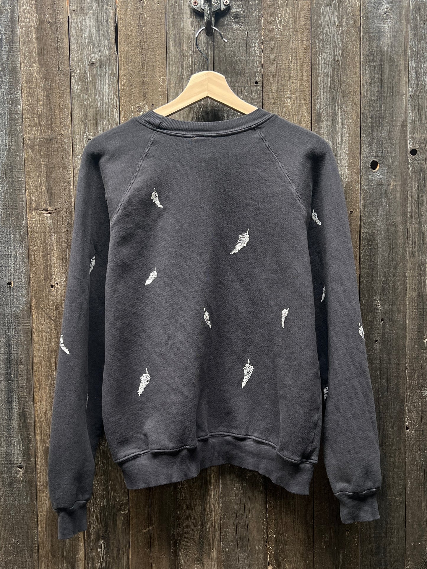 Feather Allover Puff Print Sweatshirt -Customize Your Embroidery Wording (2 Colors)