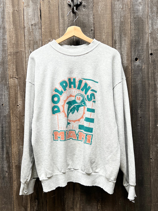 Vintage Miami Dolphins Sweatshirt -L-Customize Your Embroidery Wording