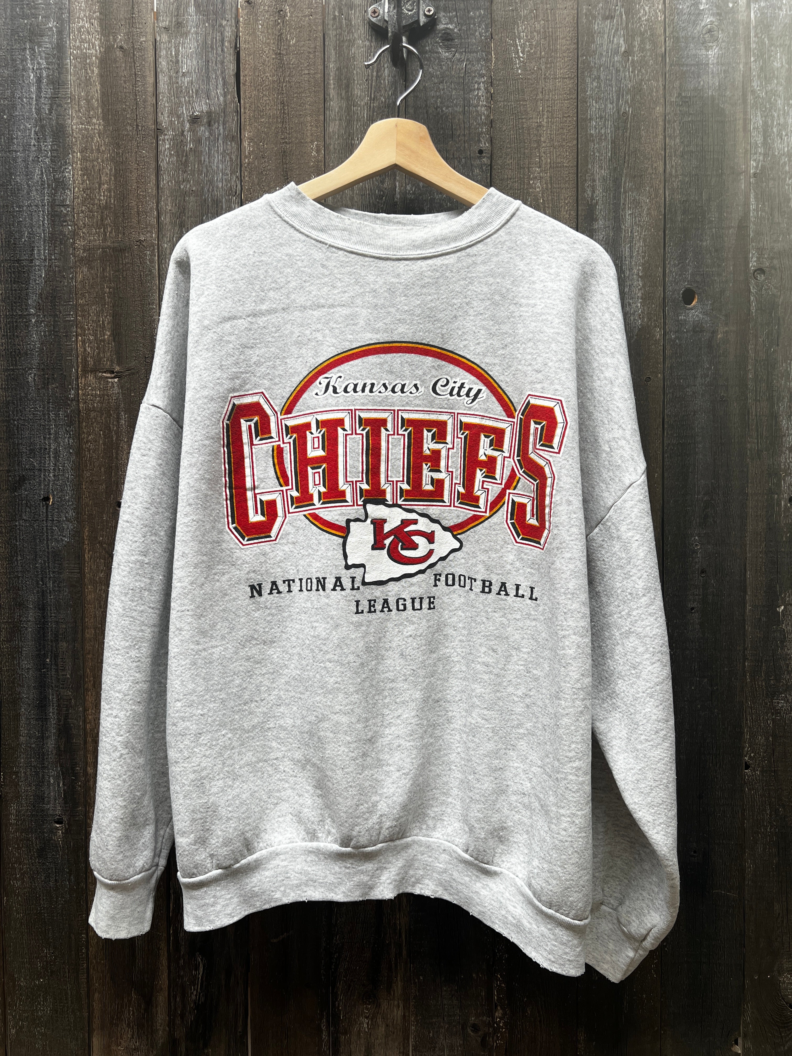 Vintage Logo 7 Kansas City Chiefs Size online XL Hoodie Two Tone Black Gray Embroidered