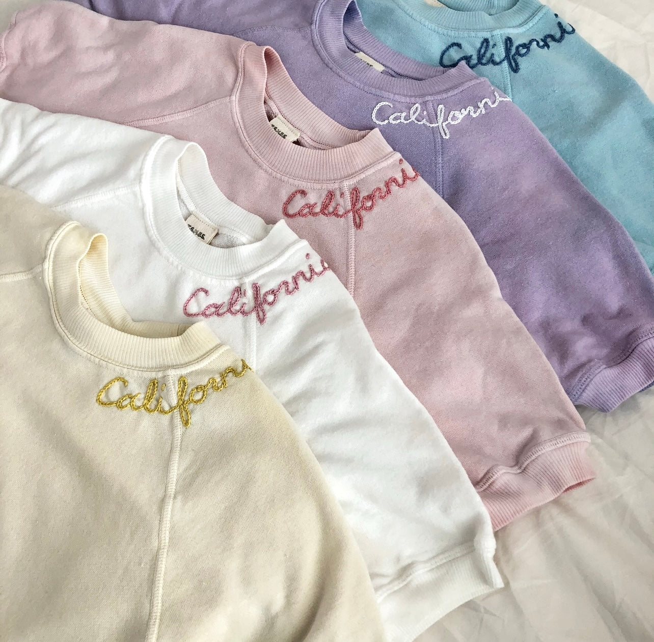 PASTEL SHORTY SWEATS WITH CUSTOM HAND EMBROIDERY(4 Colors)