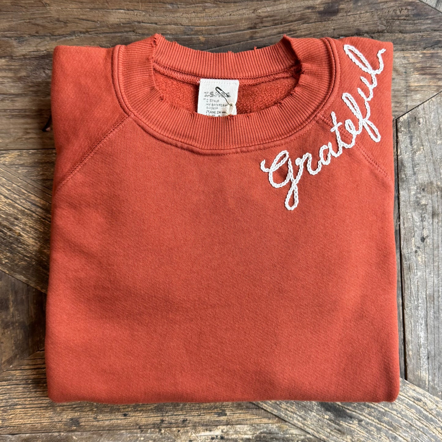 Choose Grateful or Thankful Custom Hand Embroidered Sweatshirts  (20 Colors)