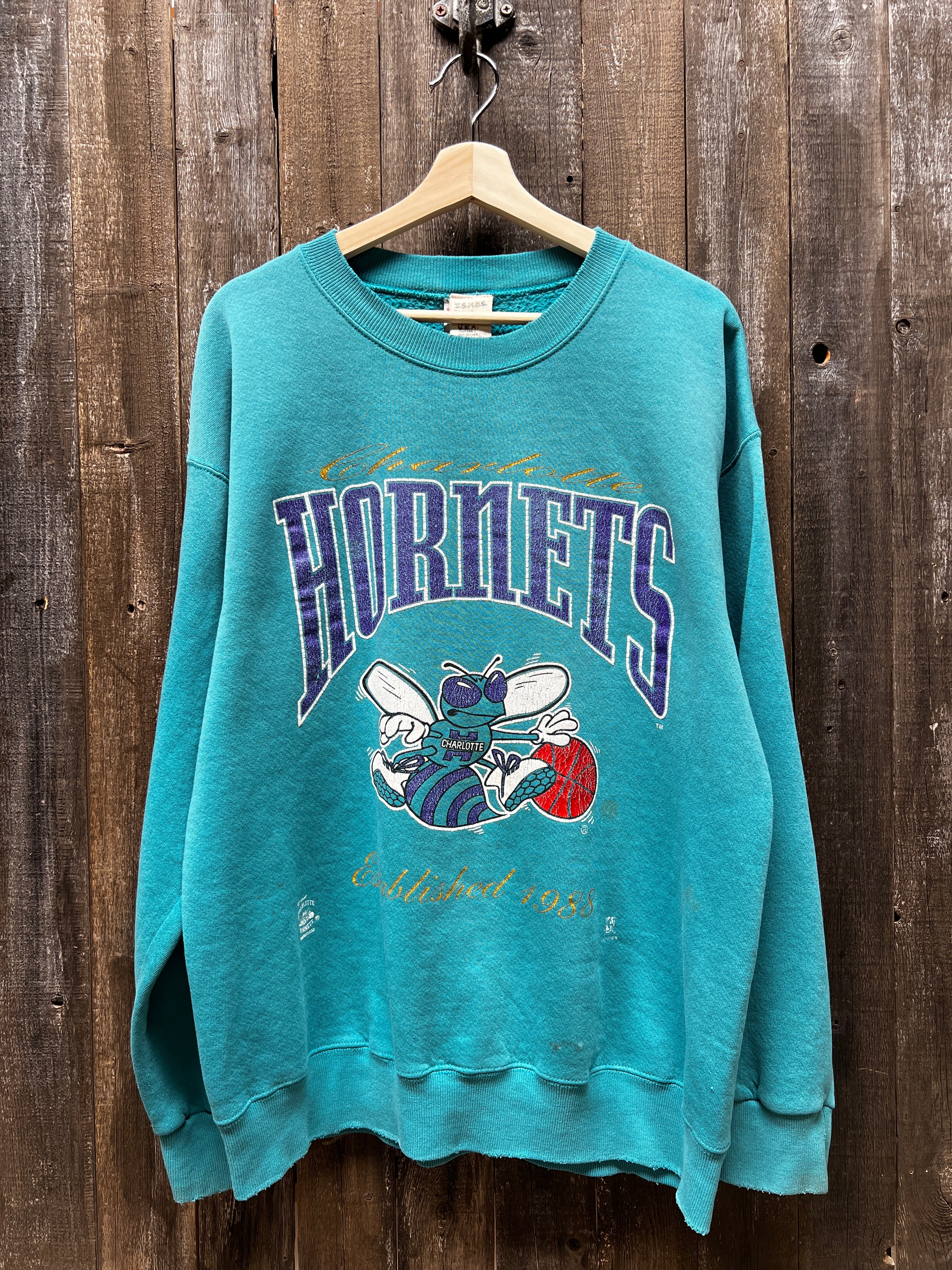 Vintage Charlotte Hornets Sweatshirt L XL Customize Your Embroidery W I STOLE MY BOYFRIEND S SHIRT