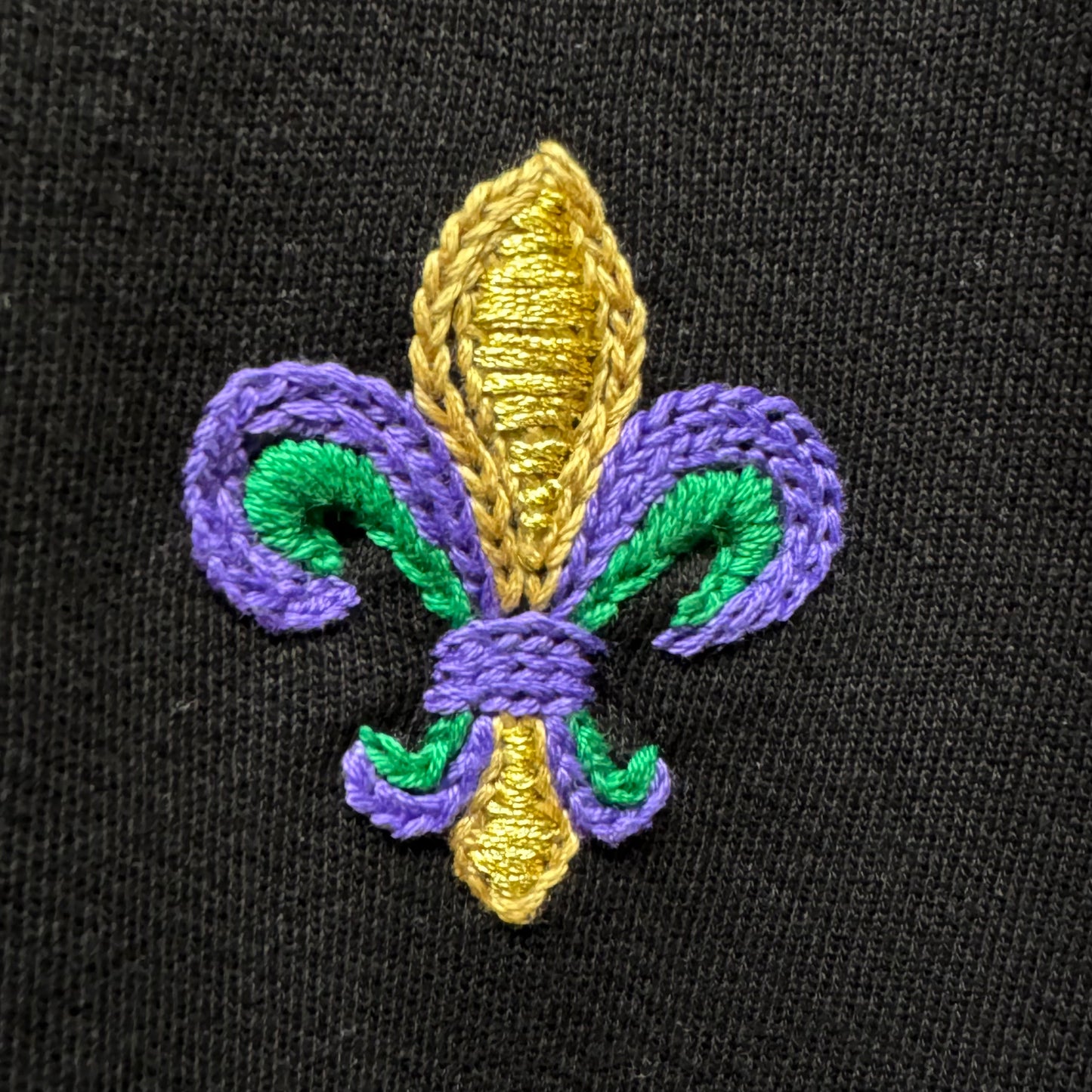Mardi Gras Fleur de Lis Sweatshirt with Initial Letter on Sleeve (6 Colors)