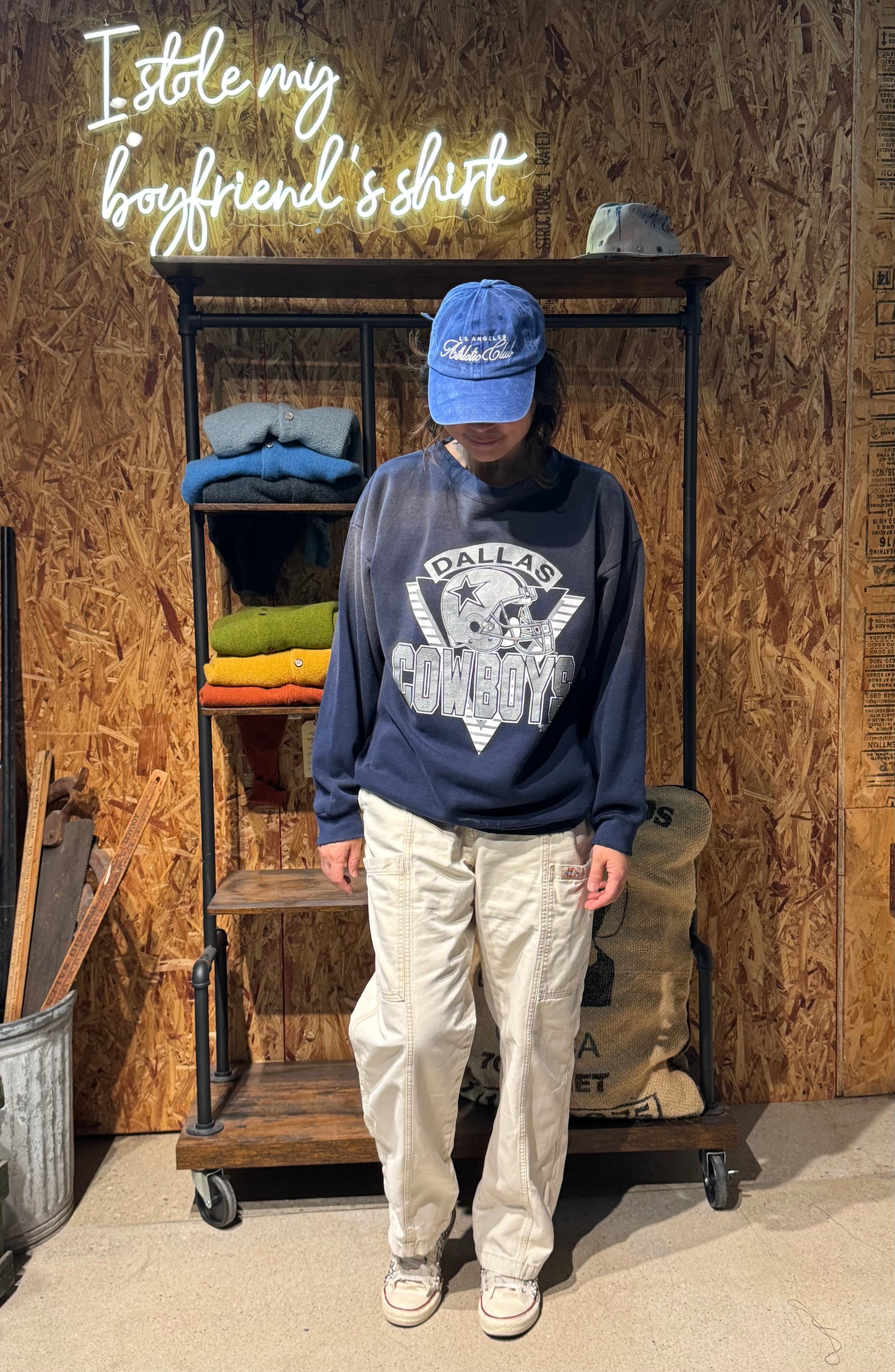 Vintage Dallas Cowboys Sweatshirt -L-Customize Your Embroidery Wording