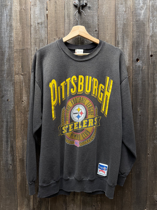 Vintage Pittsburgh Steelers Sweatshirt -L-Customize Your Embroidery Wording