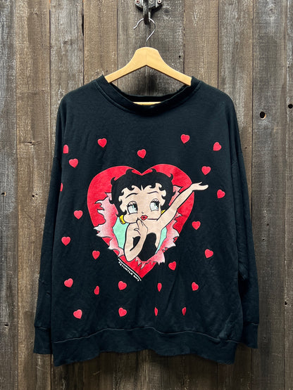 Vintage Betty Boop Sweatshirt -L/XL-Customize Your Embroidery Wording