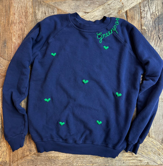 All My Heart Sweatshirt WITH PERSONALIZED HAND EMBROIDERY(14 Colors)