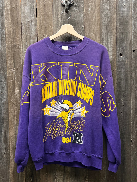 Vintage Minnesota Vikings Sweatshirt -L-Customize Your Embroidery Wording