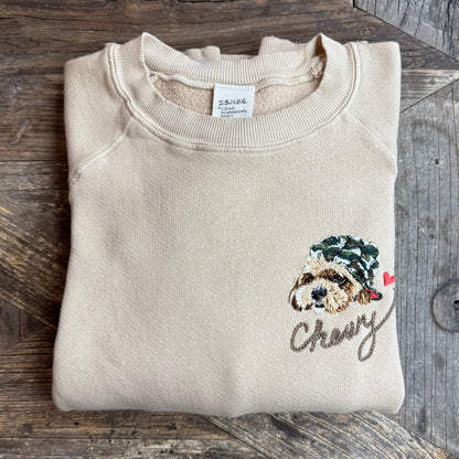 Translate Your Pet Photo into Colorful Embroidery Sweatshirt (Upload a Photo of Your Pet)