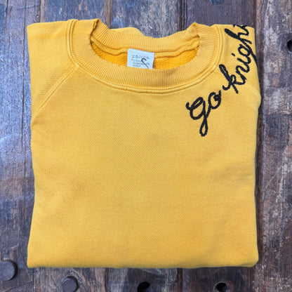 YELLOW L/S SWEATS WITH CUSTOM HAND EMBROIDERY