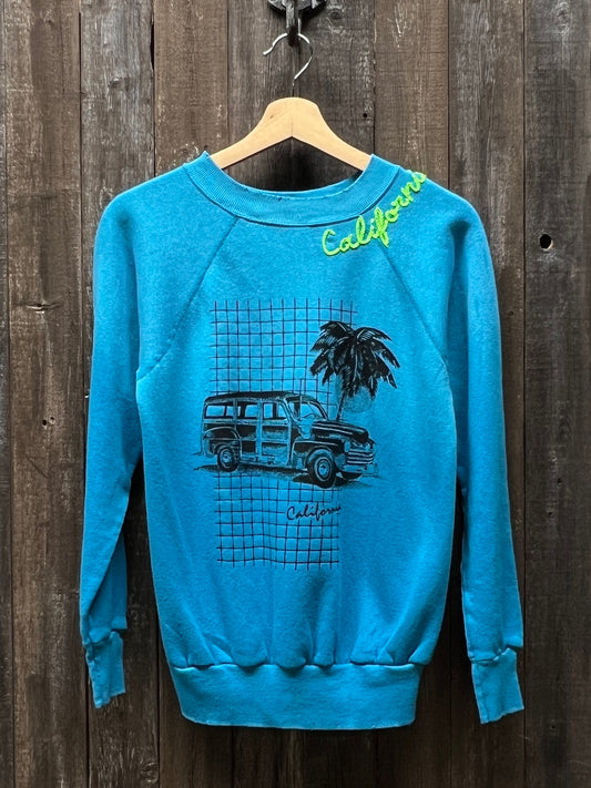 California Vintage Sweatshirt-Blue-XS/S