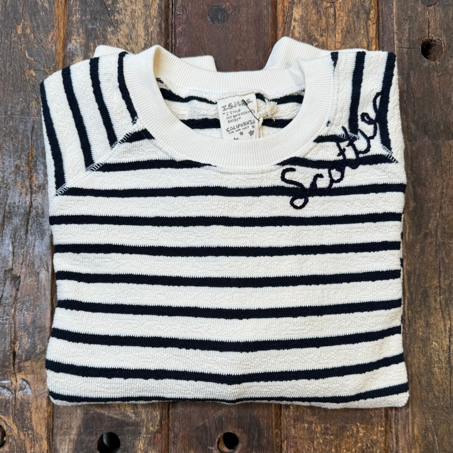 MALIBU 24 STRIPED SWEATSHIRT WITH CUSTOM HAND EMBROIDERY-2 COLORS