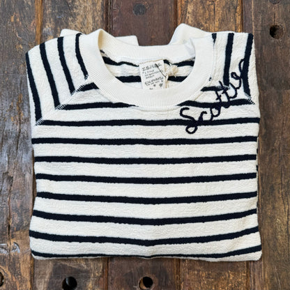 MALIBU 24 STRIPED SWEATSHIRT WITH CUSTOM HAND EMBROIDERY-2 COLORS