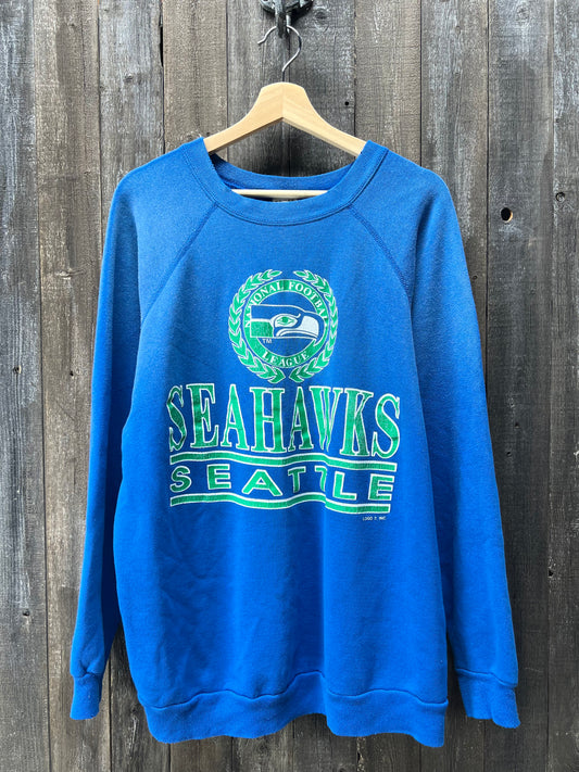 Vintage Seahawks Sweatshirt -L/XL-Customize Your Embroidery Wording