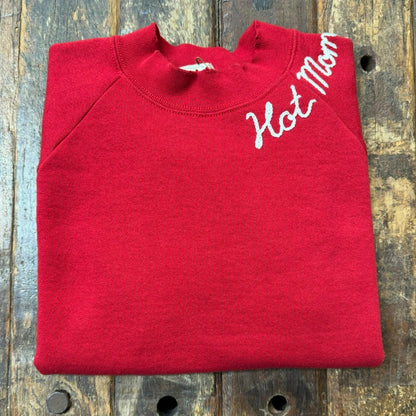 VINTAGE SWEATS RED WITH CUSTOM HAND EMBROIDERY