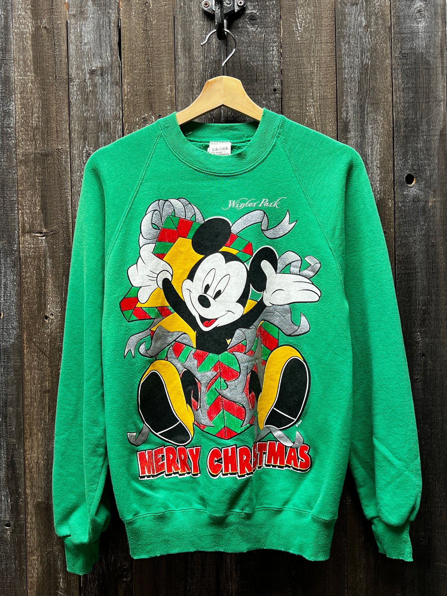 Vintage Christmas Mickey Mouse Sweatshirt-S-Customize Your Embroidery Wording