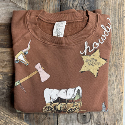 Howdy Allover Graphic Sweatshirt - Customize Your Embroidery Wording (2 Colors)