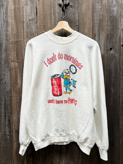 Vintage I Don't Do Mornings Sweatshirt -L-Customize Your Embroidery Wording