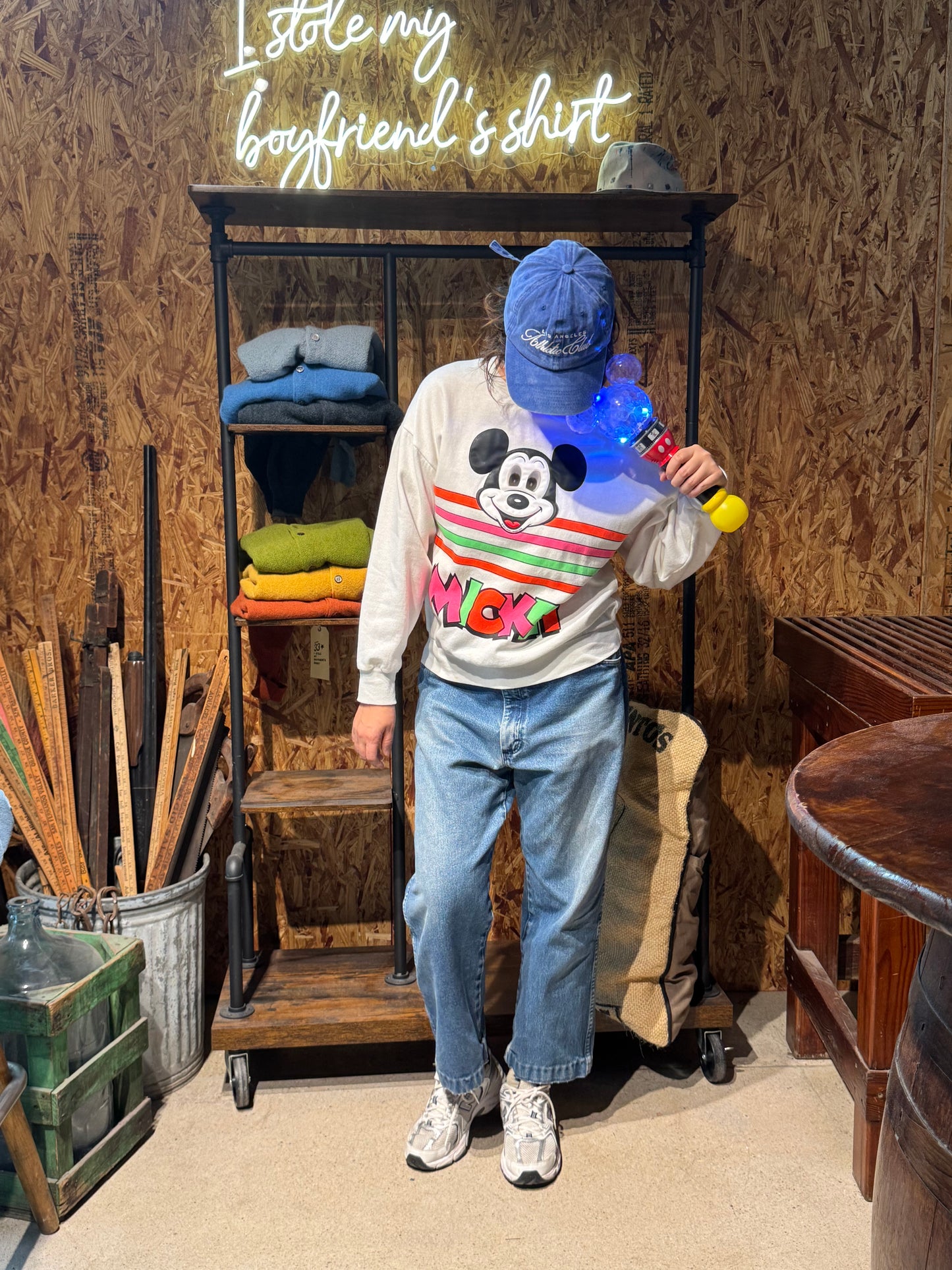 Vintage Mickey Neon Sweatshirt-S/M Customize Your Embroidery Wording