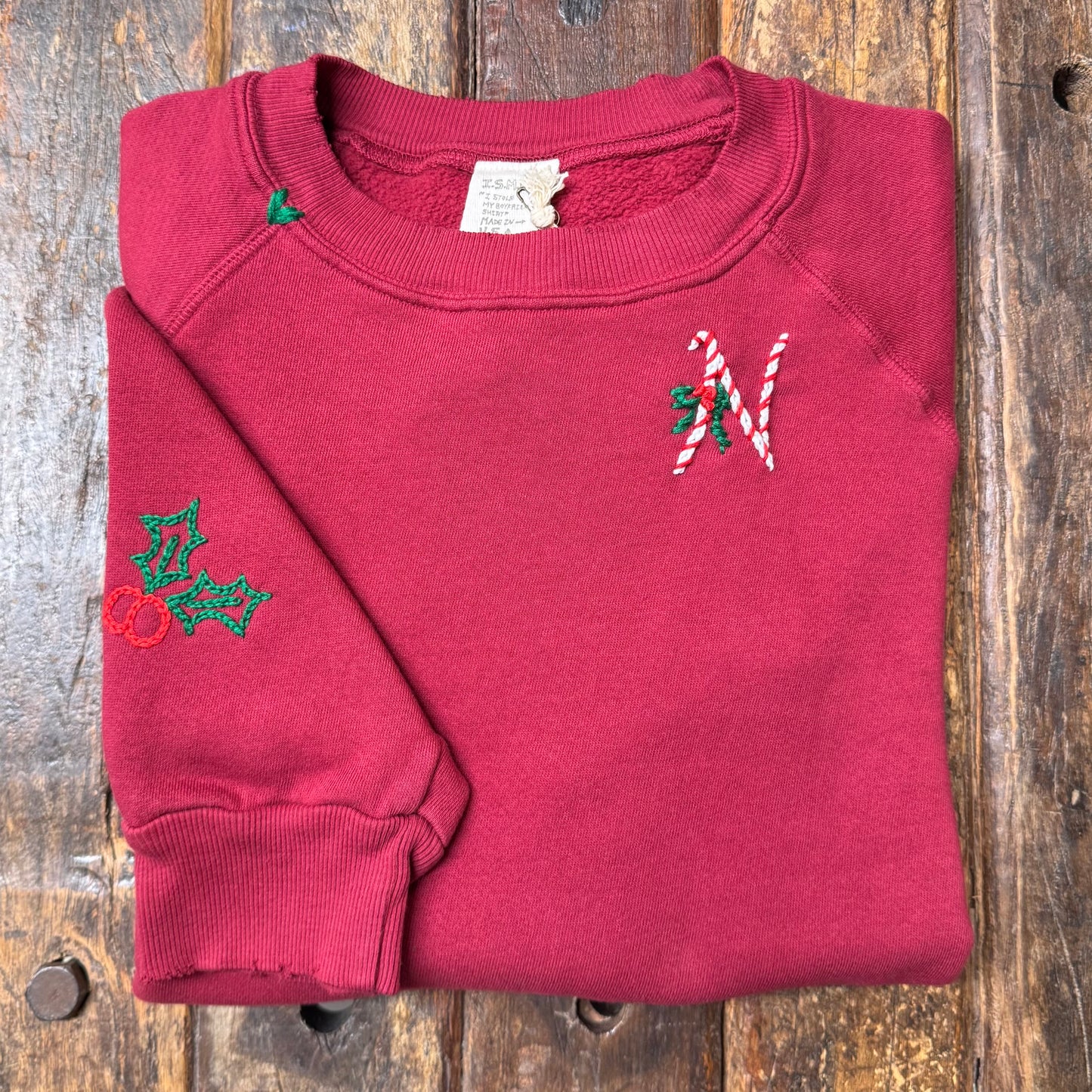 Candy Cane Monogram(Choose Your Alphabet) Sweatshirt