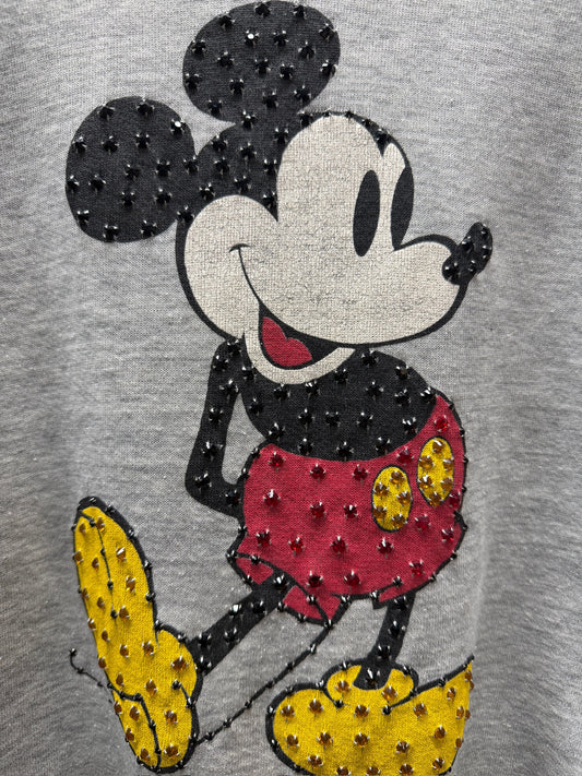 Vintage Mickey Sweatshirt with Rhinestones-S- Customize Your Embroidery Wording