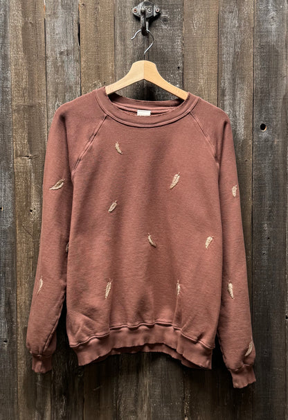 Allover Feather Hand Embroidered Sweatshirt (14 Colors)