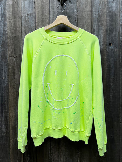 Neon Splash Big Smiley Face Sweatshirt(3 Colors)