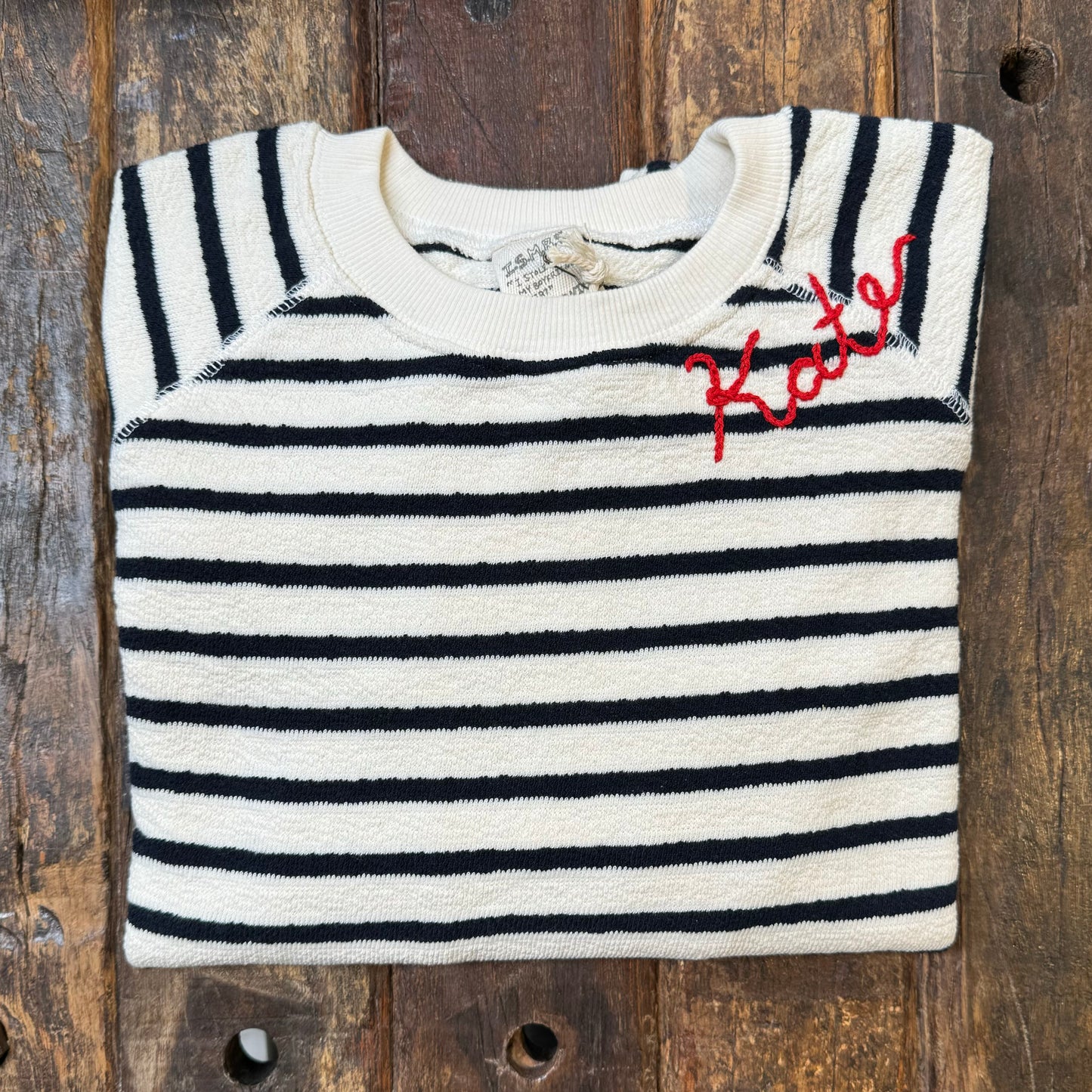 MALIBU 24 STRIPED SWEATSHIRT WITH CUSTOM HAND EMBROIDERY-2 COLORS