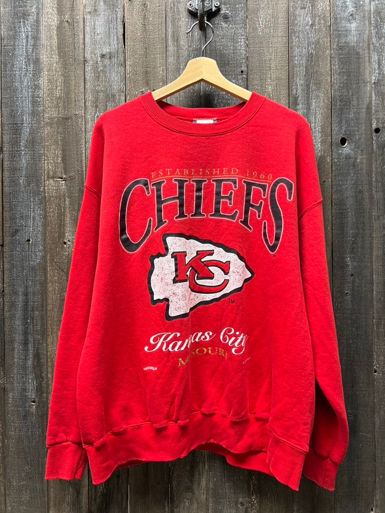 Vintage Kansas City Chiefs Sweatshirt -XL-Customize Your Embroidery Wording