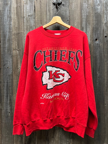 Vintage Kansas City Chiefs Sweatshirt -XL-Customize Your Embroidery Wording