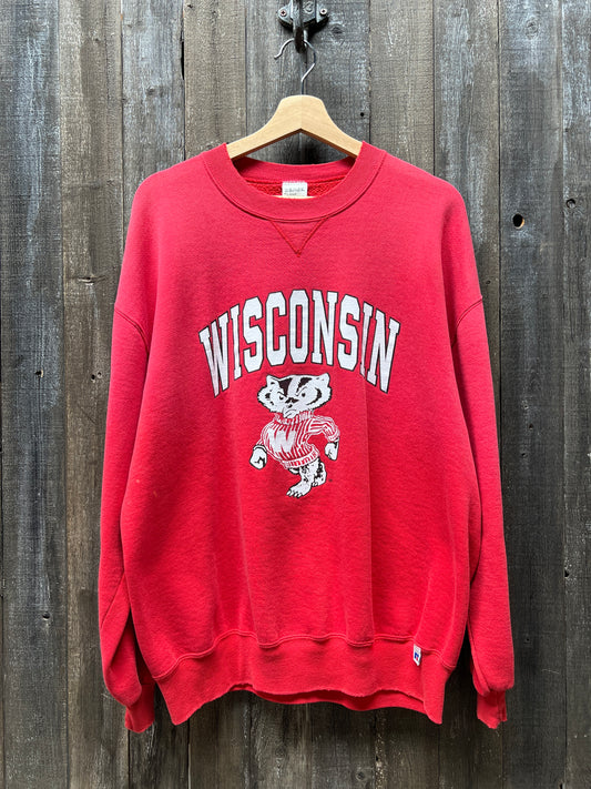 Wisconsin Badgers Sweatshirt -L/XL-Customize Your Embroidery Wording