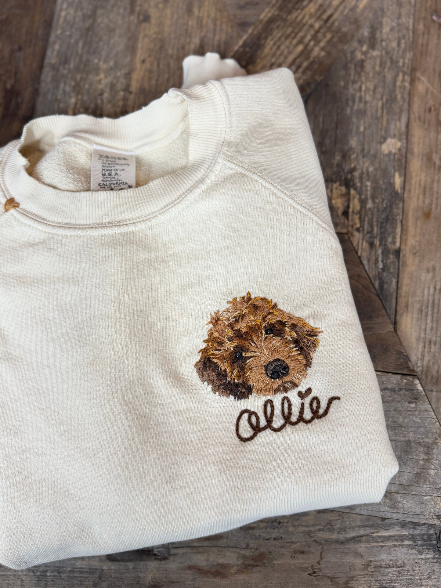 Translate Your Pet Photo into Colorful Embroidery Sweatshirt (Upload a Photo of Your Pet)