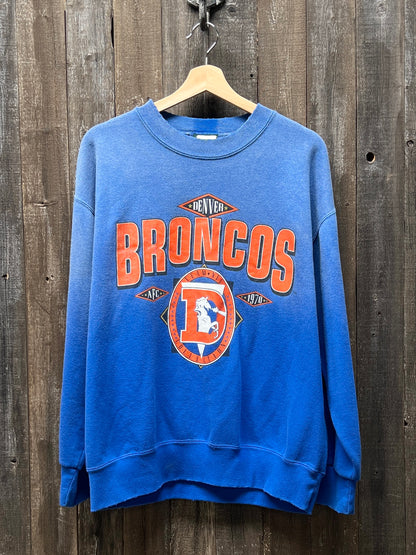 Denver Broncos Sweatshirt -L-Customize Your Embroidery Wording