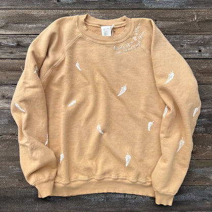 Feather Allover Puff Print Sweatshirt -Customize Your Embroidery Wording (2 Colors)