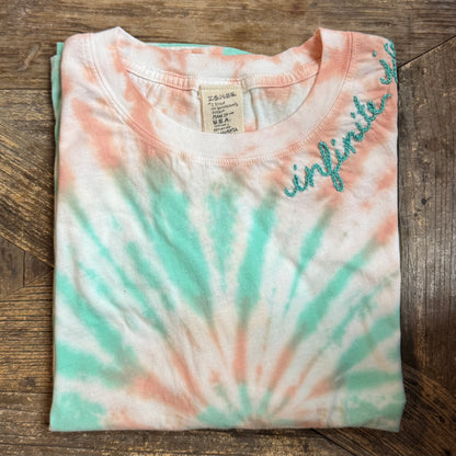 TIE DYE S/S TEE WITH CUSTOM HAND EMBROIDERY(4 Colors)