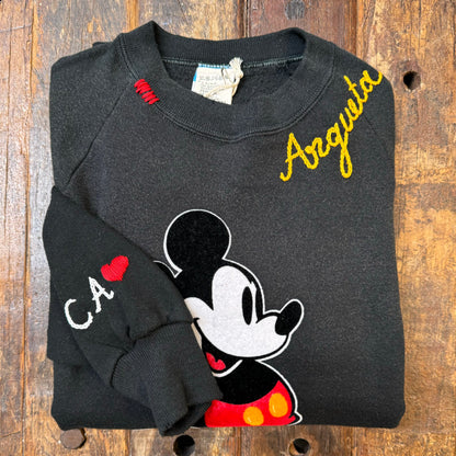 Vintage Mickey Sweatshirt-S,M,L,XL-Customize Your Embroidery Wording on Neckline & Sleeve