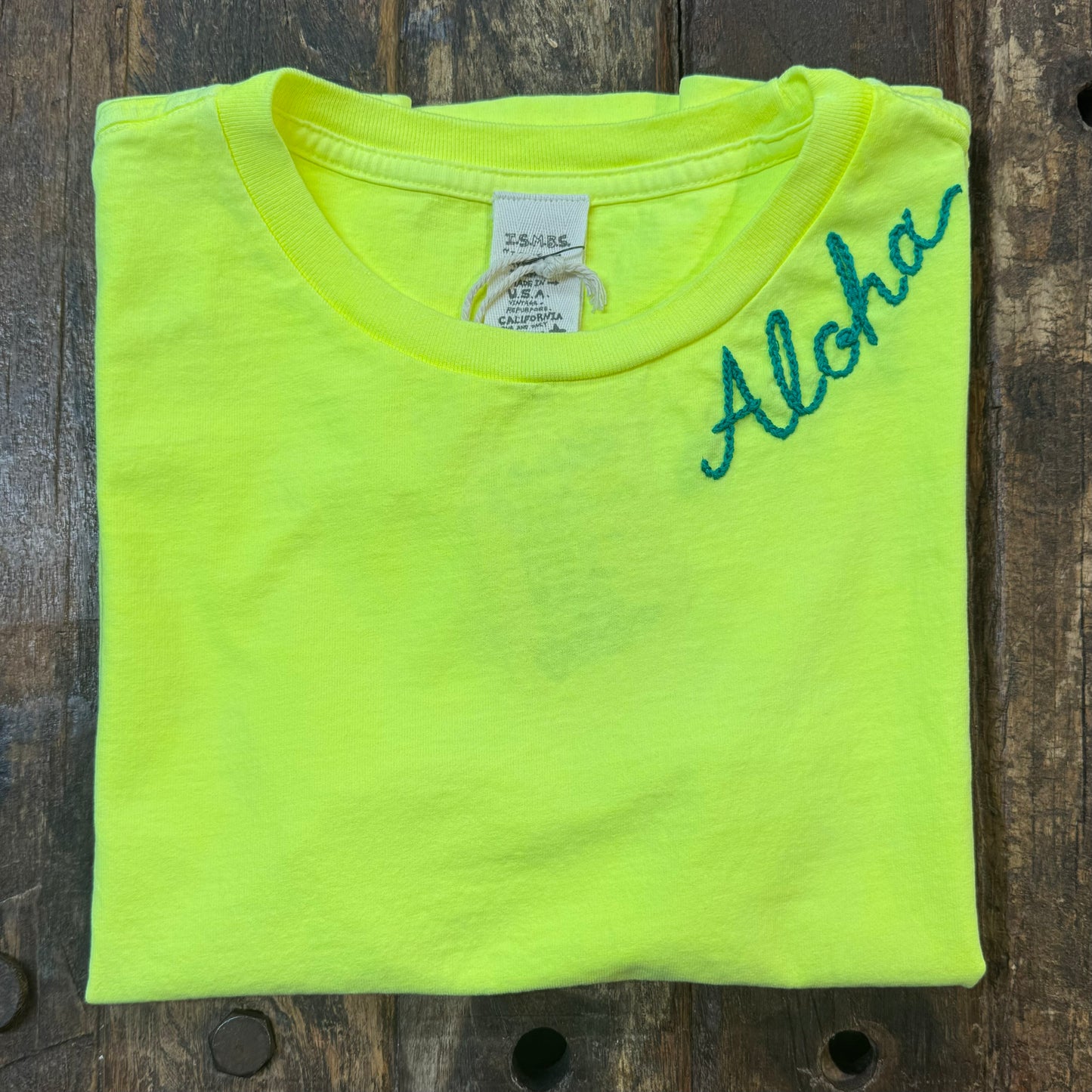 NEON YELLOW 23 S/S TEE WITH CUSTOM HAND EMBROIDERY