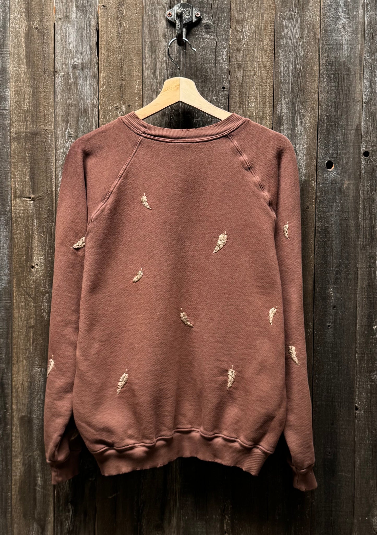 Allover Feather Hand Embroidered Sweatshirt (14 Colors)