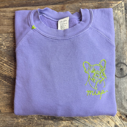 Translate Your Dog Breed into Line Drawing Embroidery Sweatshirt (11 Colors)