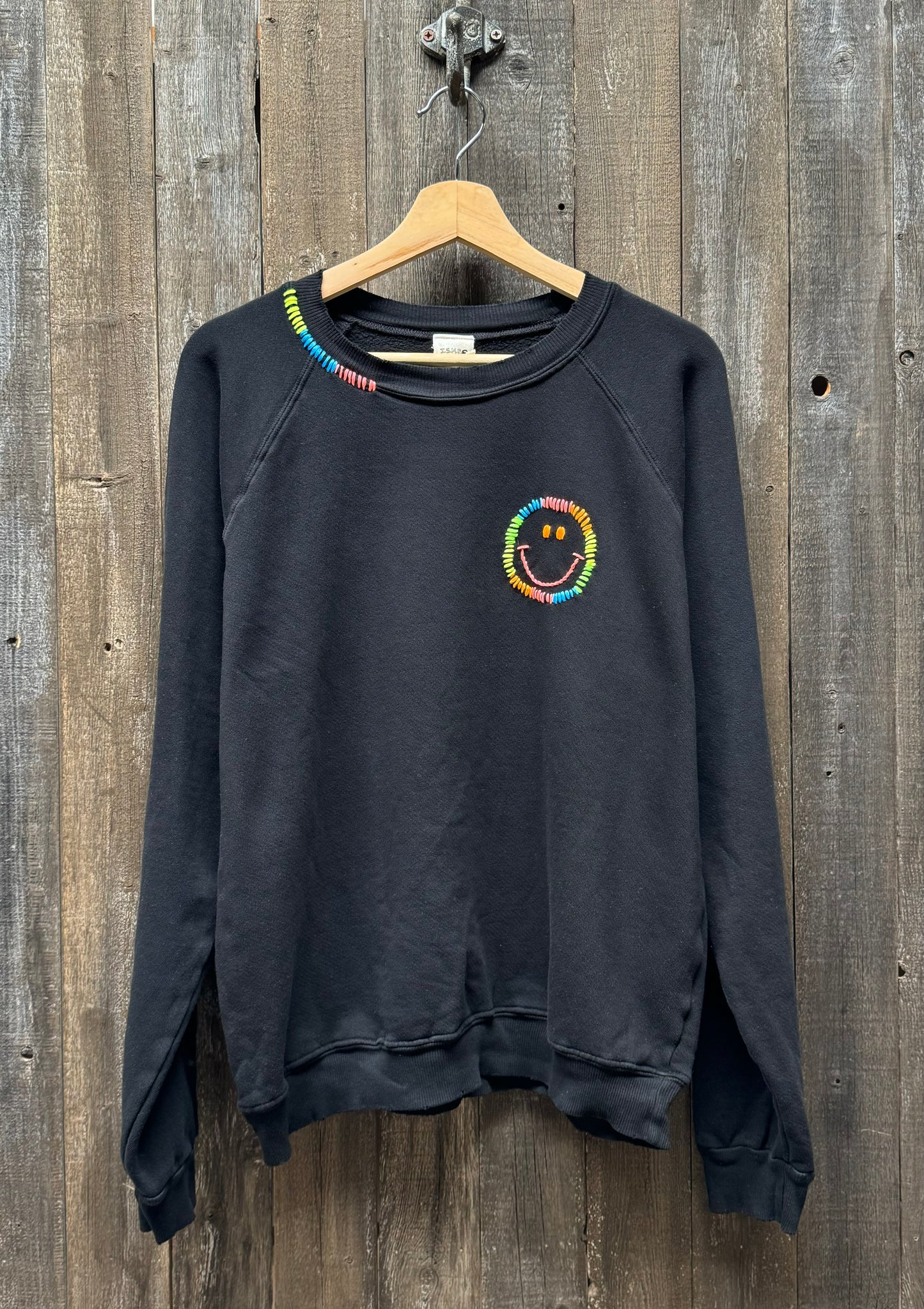 Neon Rainbow Smiley Face or Be Happy Sweatshirt